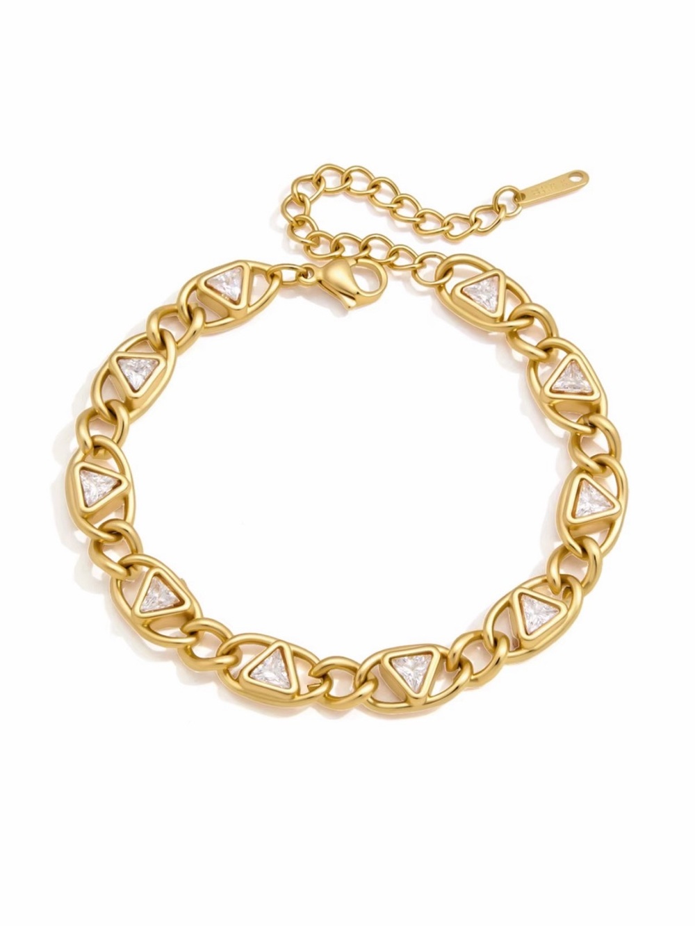 18K Gold Plated CZ Triangle Link Bracelet